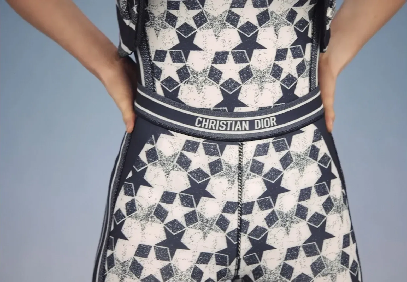 Close up of the Christian Dior waistband and star print