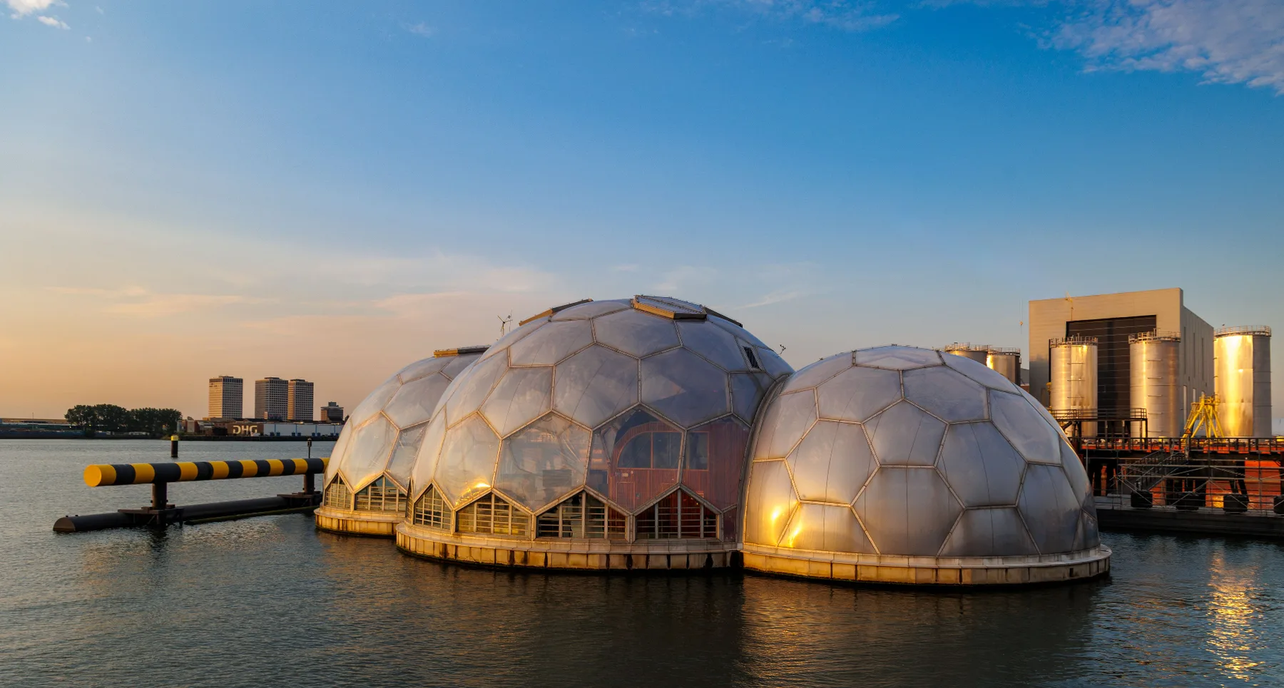 The floating pavilions in the Rijnhaven next to Katendrecht