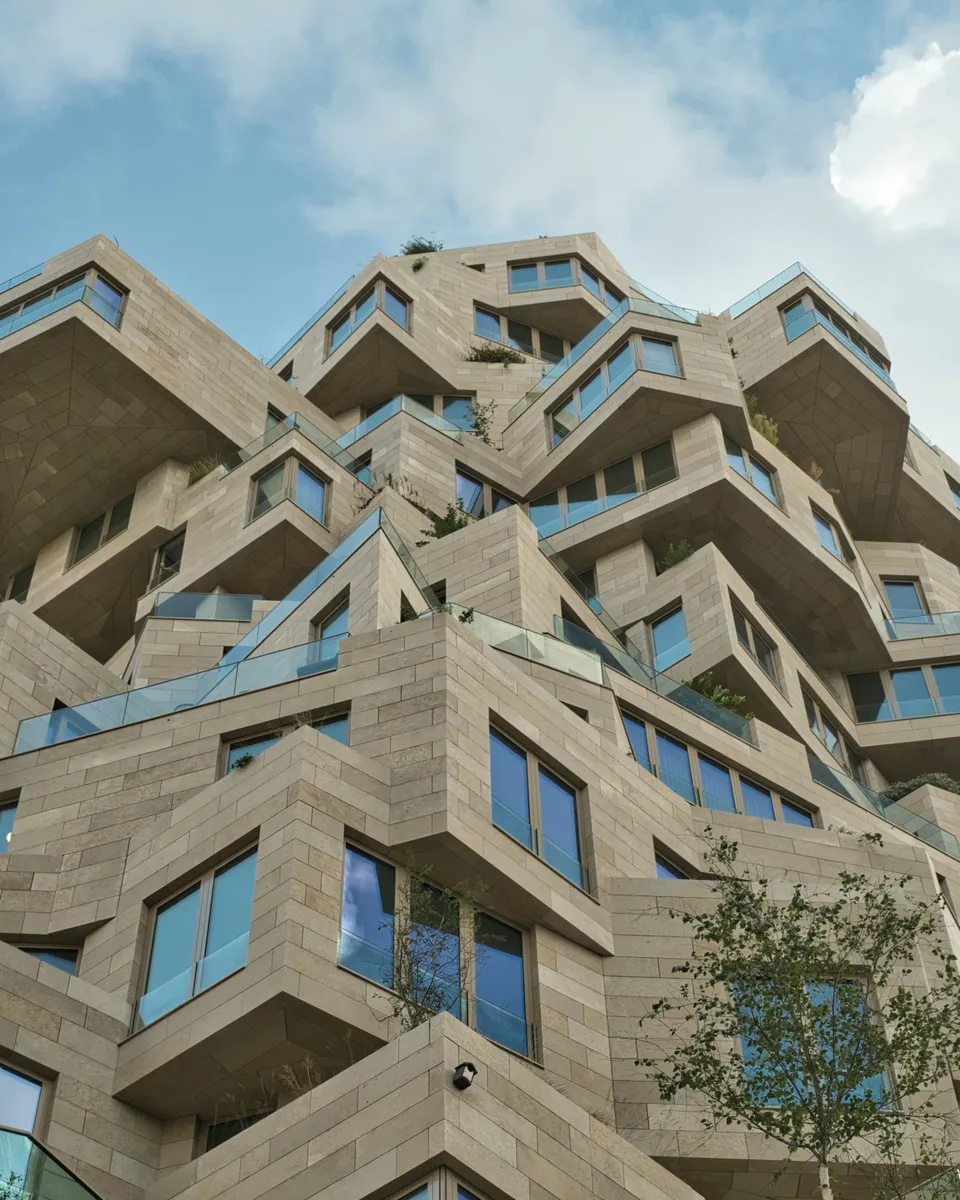 The stacked terraces of the Valley building on the Zuidas